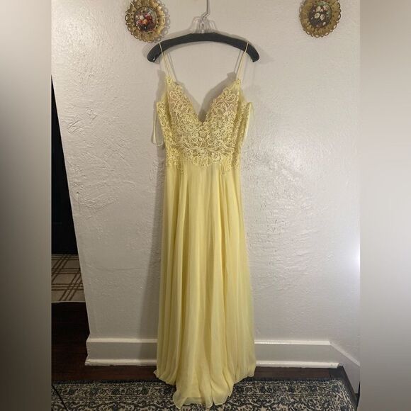Dave & Johnny Yellow Prom Dress - Picture 2 of 16